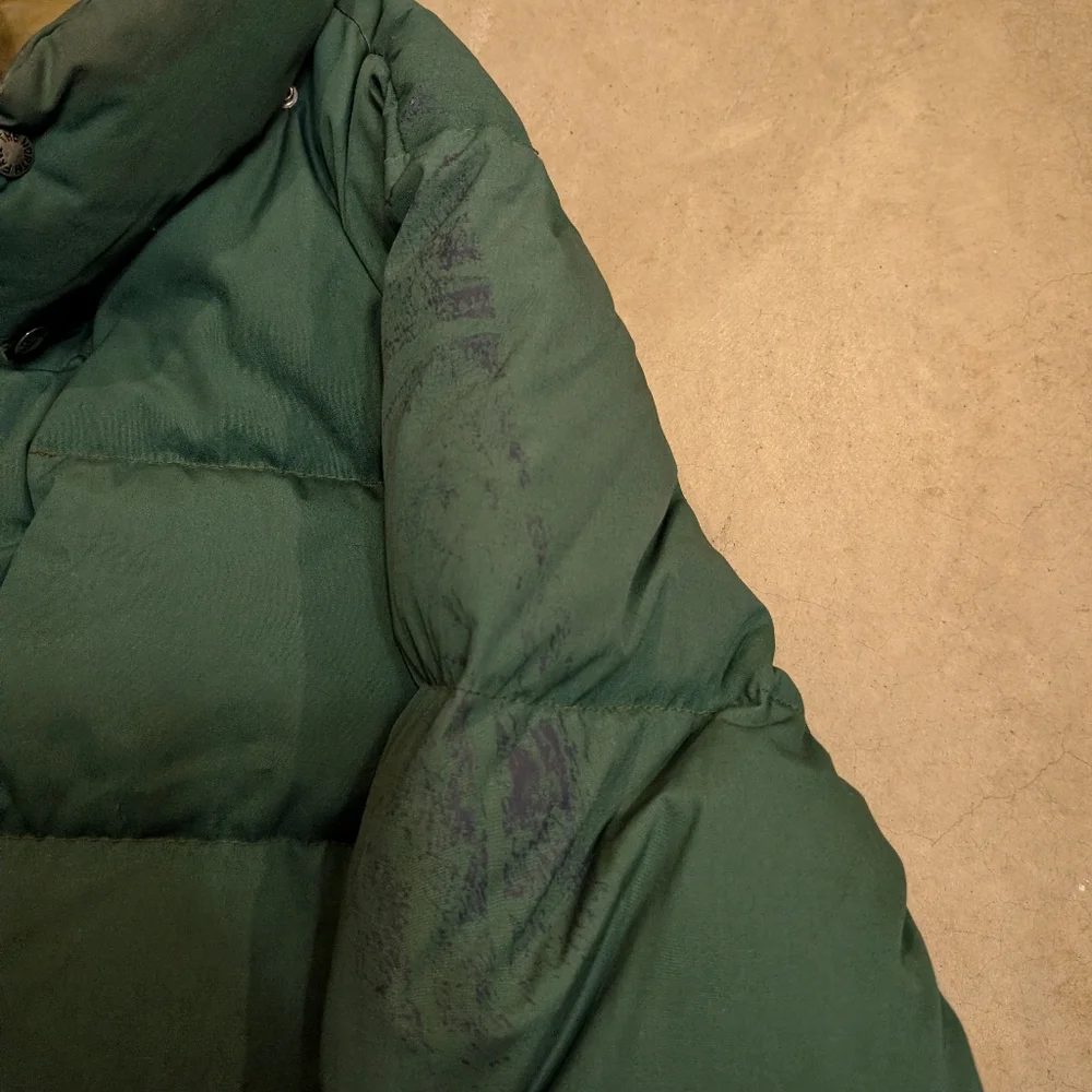 VTG 70s North Face Puffer Jacket Green Mens M Flaw Talon Zipper - Picture 2 of 12